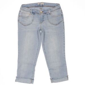 Lei Jeans Juniors Size 7 Ashley Low Rise Crop Capri Cuffed Blue Stretch 29 x 20